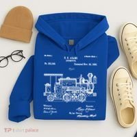1886 Locomotive Steam Train Gift Retro Patent Blueprint Gift Hoodie thumb 4