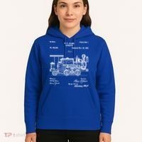 1886 Locomotive Steam Train Gift Retro Patent Blueprint Gift Hoodie thumb 5