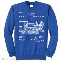 1886 Locomotive Steam Train Gift Retro Patent Blueprint Gift Sweatshirt thumb 0