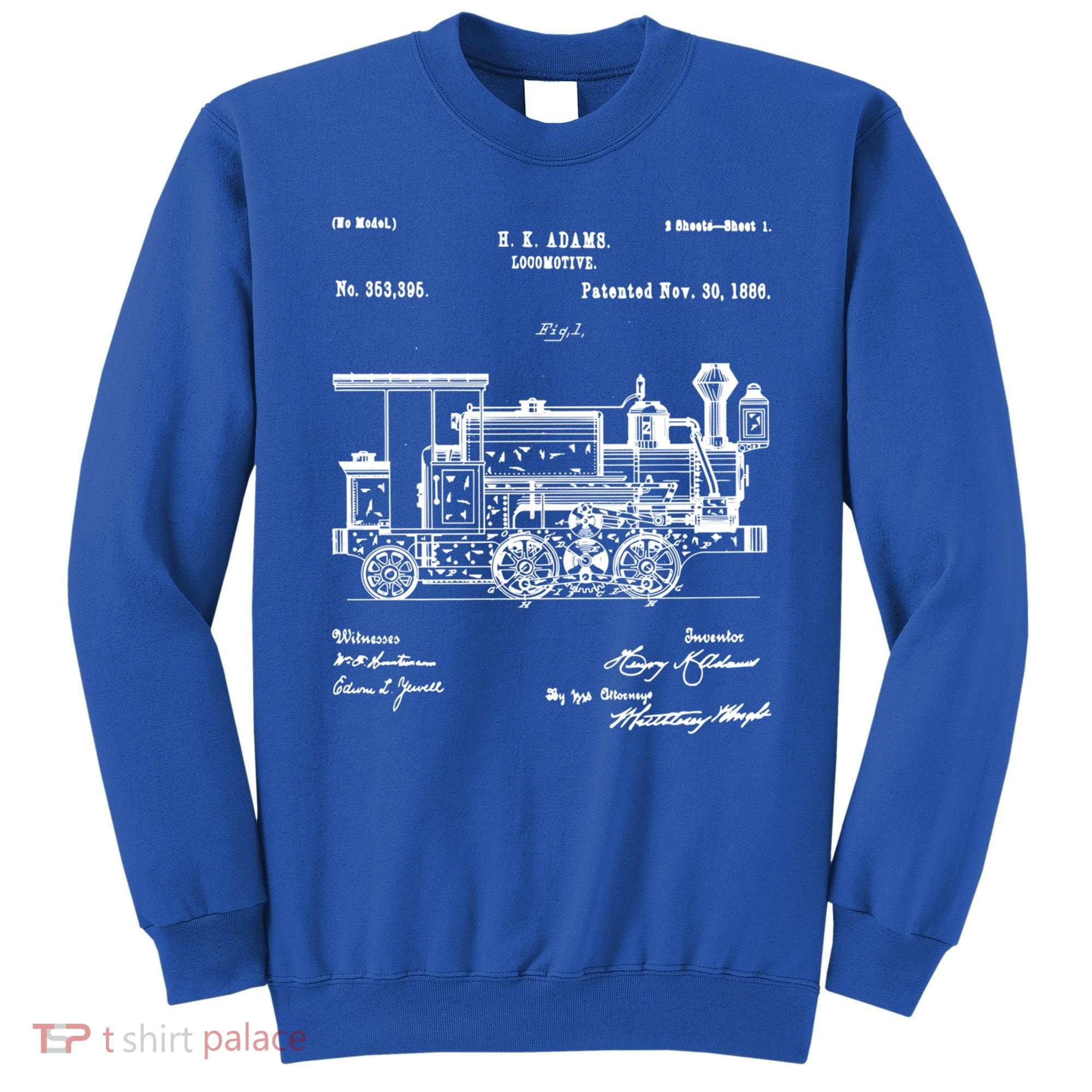 1886 Locomotive Steam Train Gift Retro Patent Blueprint Gift Sweatshirt