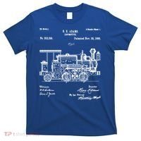 1886 Locomotive Steam Train Gift Retro Patent Blueprint Gift T-Shirt thumb 0