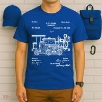 1886 Locomotive Steam Train Gift Retro Patent Blueprint Gift T-Shirt thumb 6