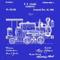 1886 Locomotive Steam Train Gift Retro Patent Blueprint Gift Mousepad thumb 1