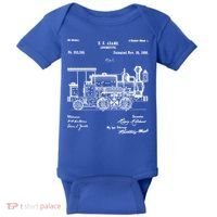 1886 Locomotive Steam Train Gift Retro Patent Blueprint Gift Baby Bodysuit thumb 0