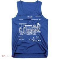 1886 Locomotive Steam Train Gift Retro Patent Blueprint Gift Tank Top thumb 0