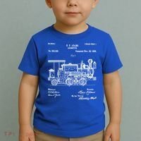 1886 Locomotive Steam Train Gift Retro Patent Blueprint Gift Toddler T-Shirt thumb 2
