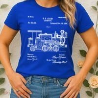 1886 Locomotive Steam Train Gift Retro Patent Blueprint Gift Women's T-Shirt thumb 2