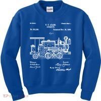 1886 Locomotive Steam Train Gift Retro Patent Blueprint Gift Kids Sweatshirt thumb 0