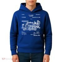 1886 Locomotive Steam Train Gift Retro Patent Blueprint Gift Kids Hoodie thumb 4
