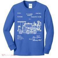 1886 Locomotive Steam Train Gift Retro Patent Blueprint Gift Kids Long Sleeve Shirt thumb 0