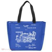 1886 Locomotive Steam Train Gift Retro Patent Blueprint Gift Tote Bag thumb 0