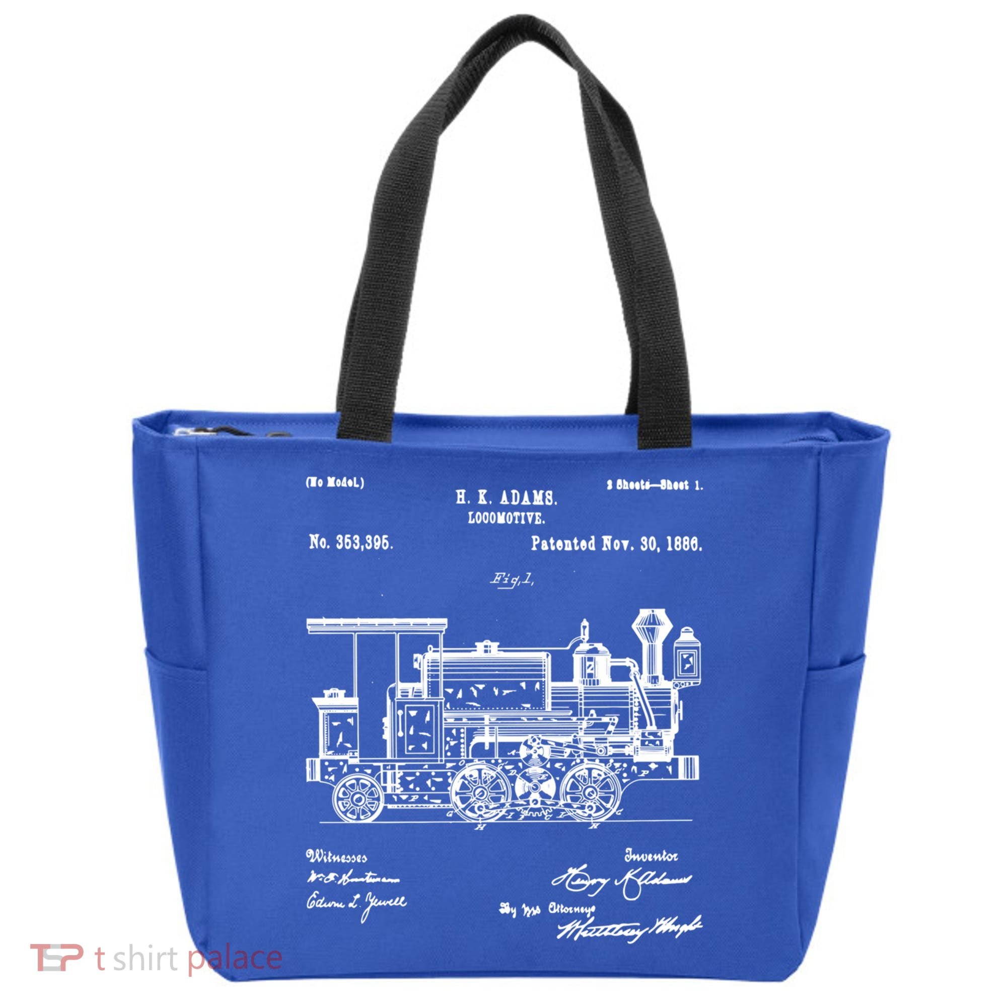 1886 Locomotive Steam Train Gift Retro Patent Blueprint Gift Tote Bag