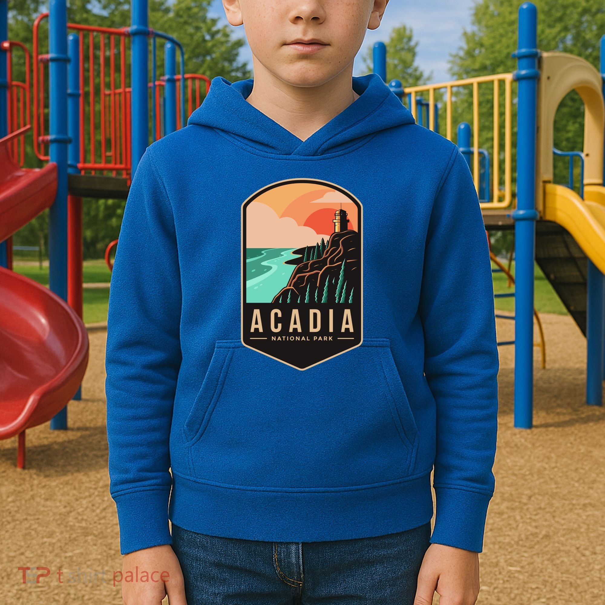 1916 Maine Bar Harbor Acadia National Park Gift Kids Hoodie
