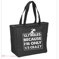13.1 miles because I'm only 12 crazy - Half Marathon Tote Bag thumb 2