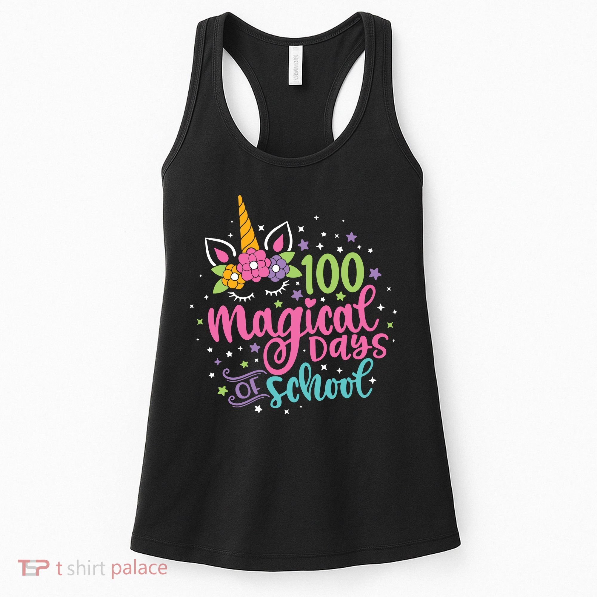 100 Magical Days Of School Unicorn 100 Days Of School Women's Tank Top