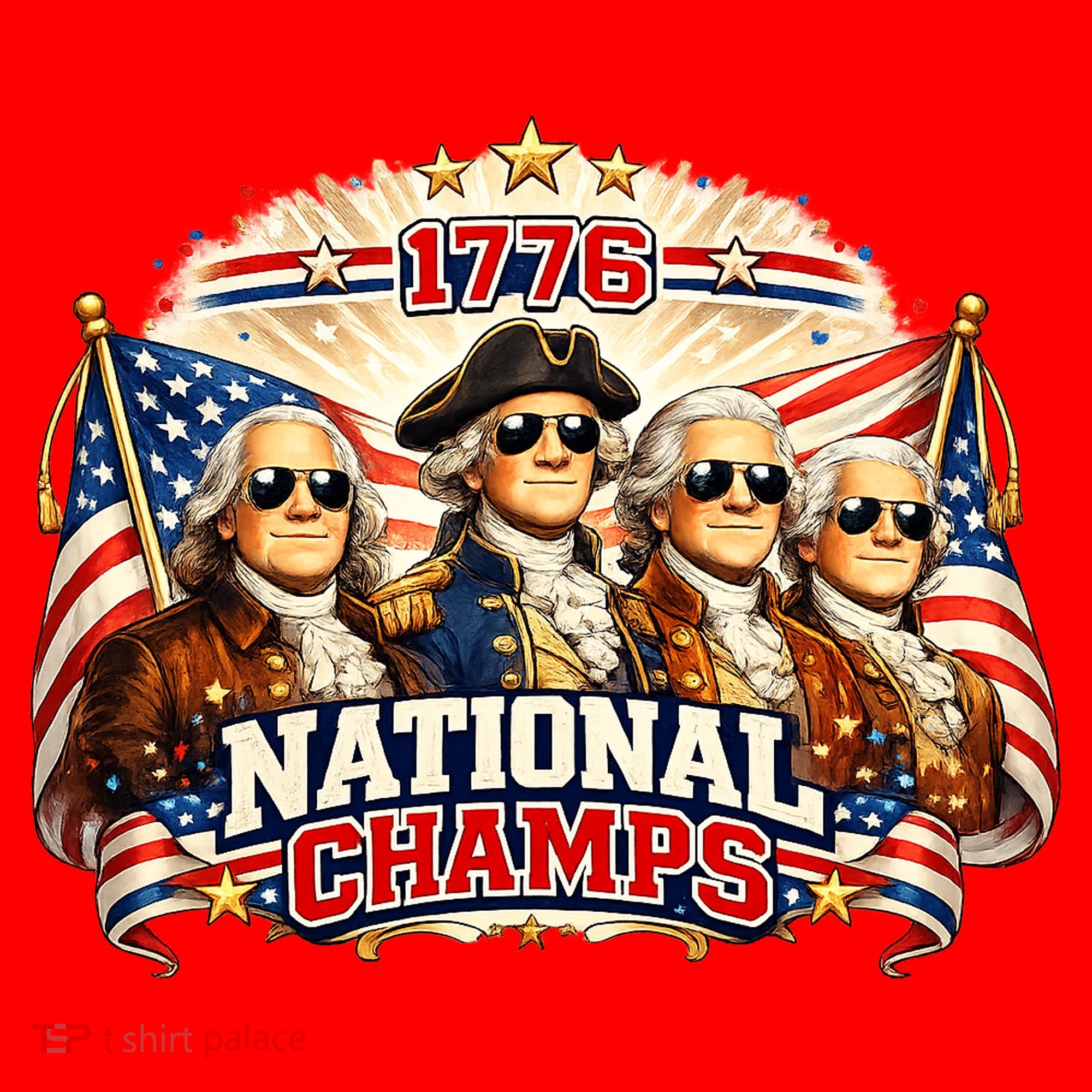 1776 National Champs Patriotic Founding Fathers Santa Hat