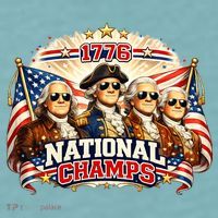 1776 National Champs Patriotic Founding Fathers Sueded Cloud Jersey T-Shirt thumb 2