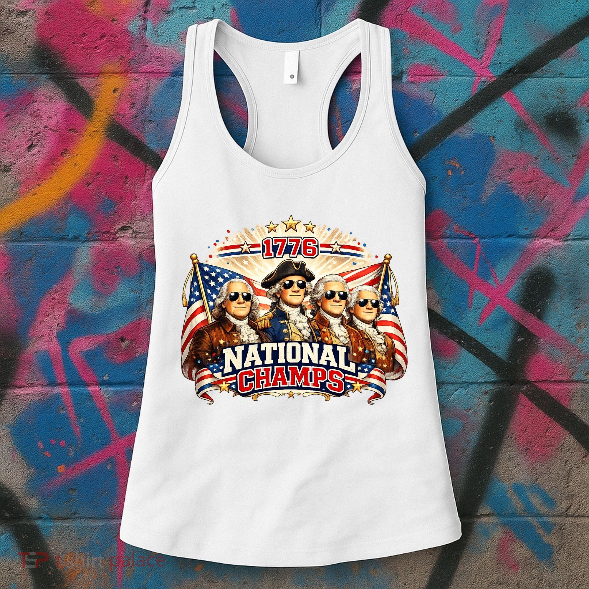 1776 National Champs Patriotic Founding Fathers Women's Tank Top