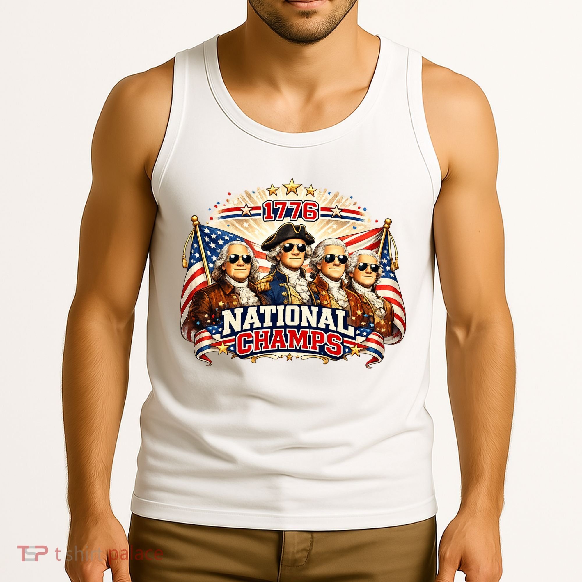 1776 National Champs Patriotic Founding Fathers Tank Top