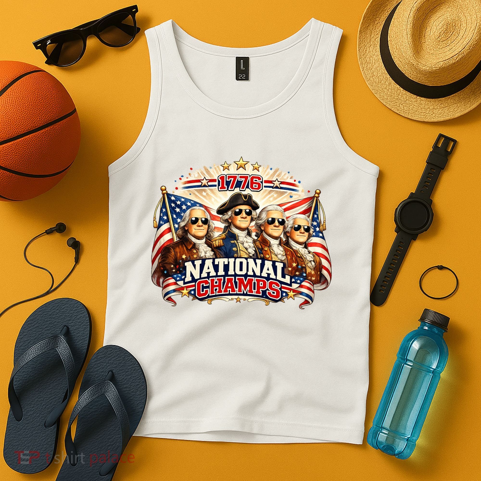 1776 National Champs Patriotic Founding Fathers Tank Top