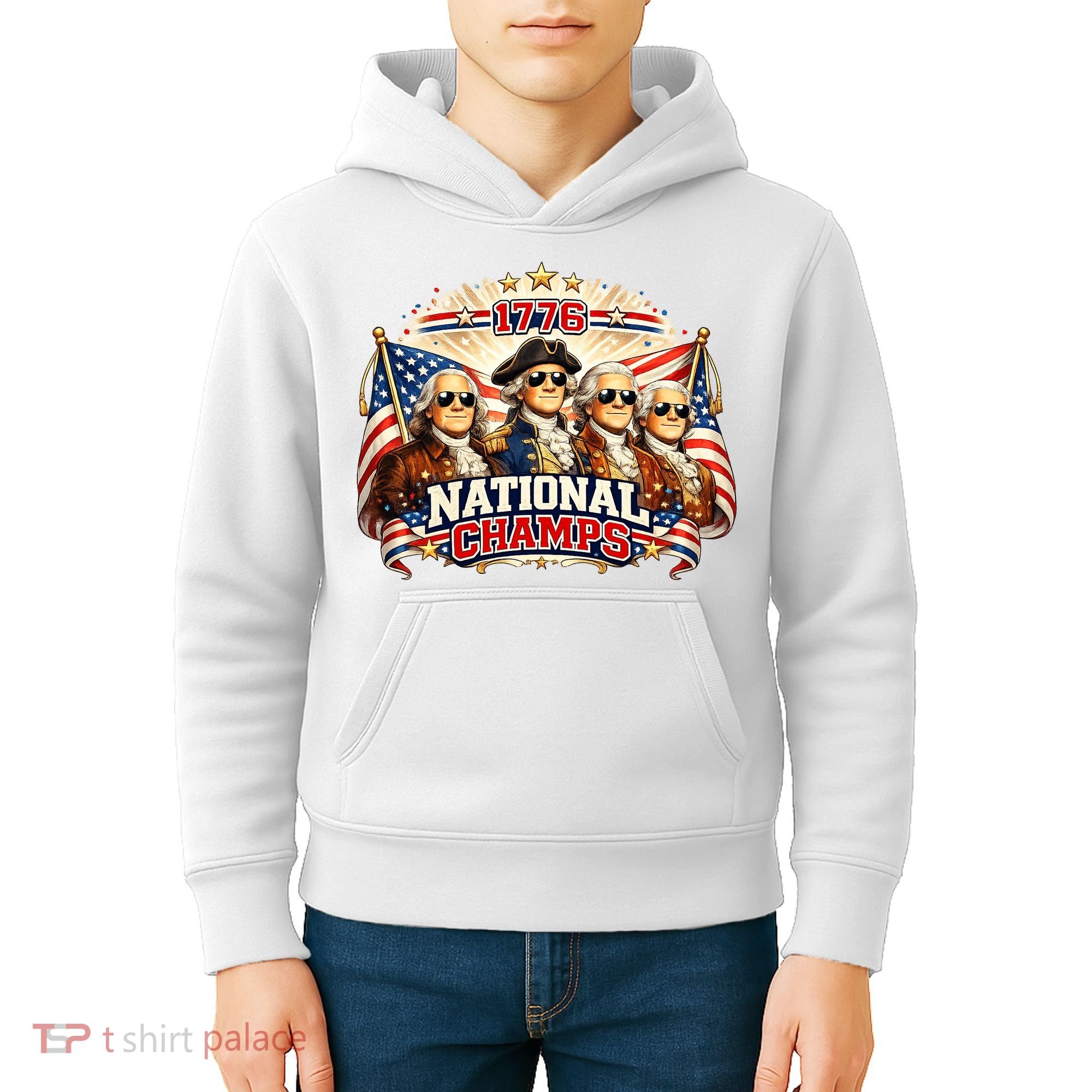 1776 National Champs Patriotic Founding Fathers Kids Hoodie