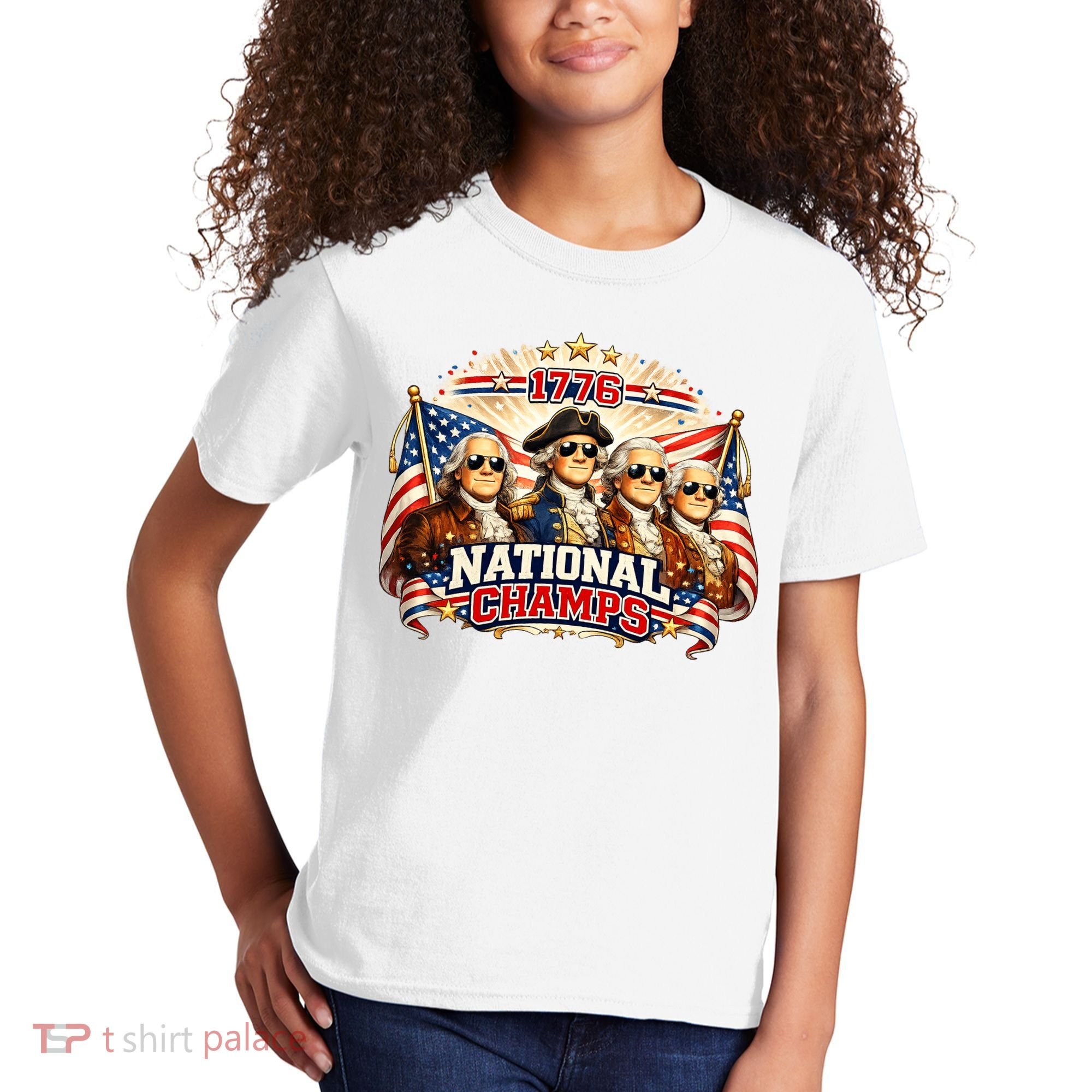 1776 National Champs Patriotic Founding Fathers Kids T-Shirt