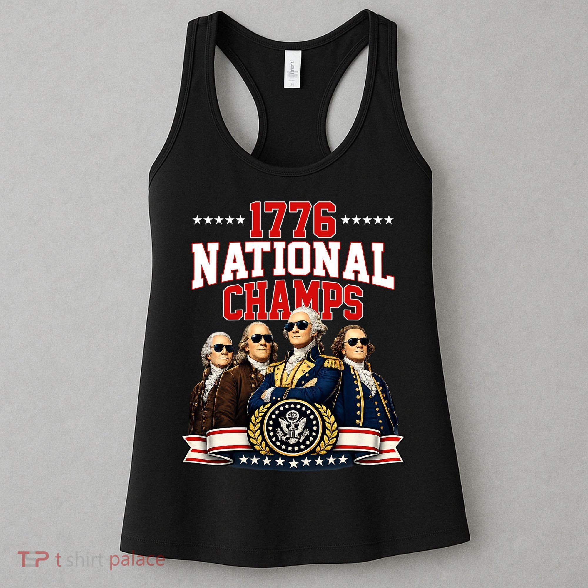 1776 National Champs Founding Fathers USA Patriotic Women's Tank Top