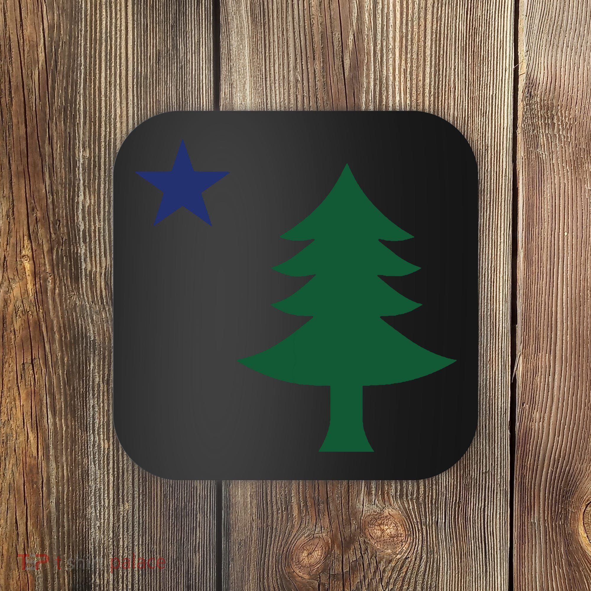 1901 Old First Flag Of Maine Pine Tree And Star Coaster