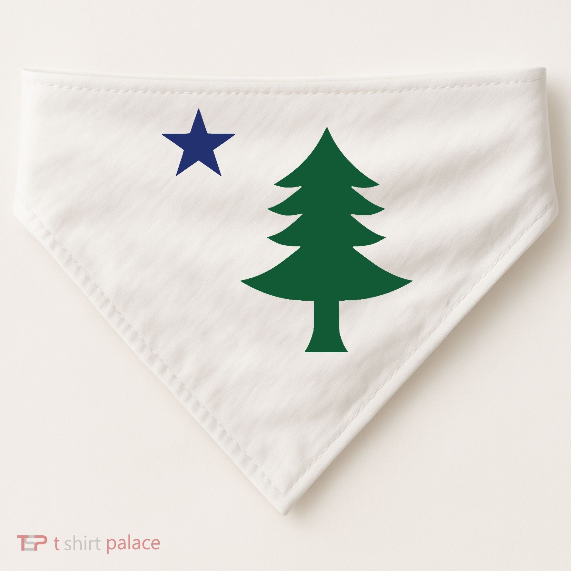 1901 Old First Flag Of Maine Pine Tree And Star USA-Made Doggie Bandana