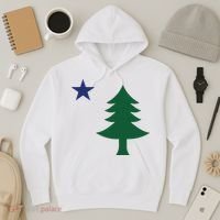 1901 Old First Flag Of Maine Pine Tree And Star Hoodie thumb 3