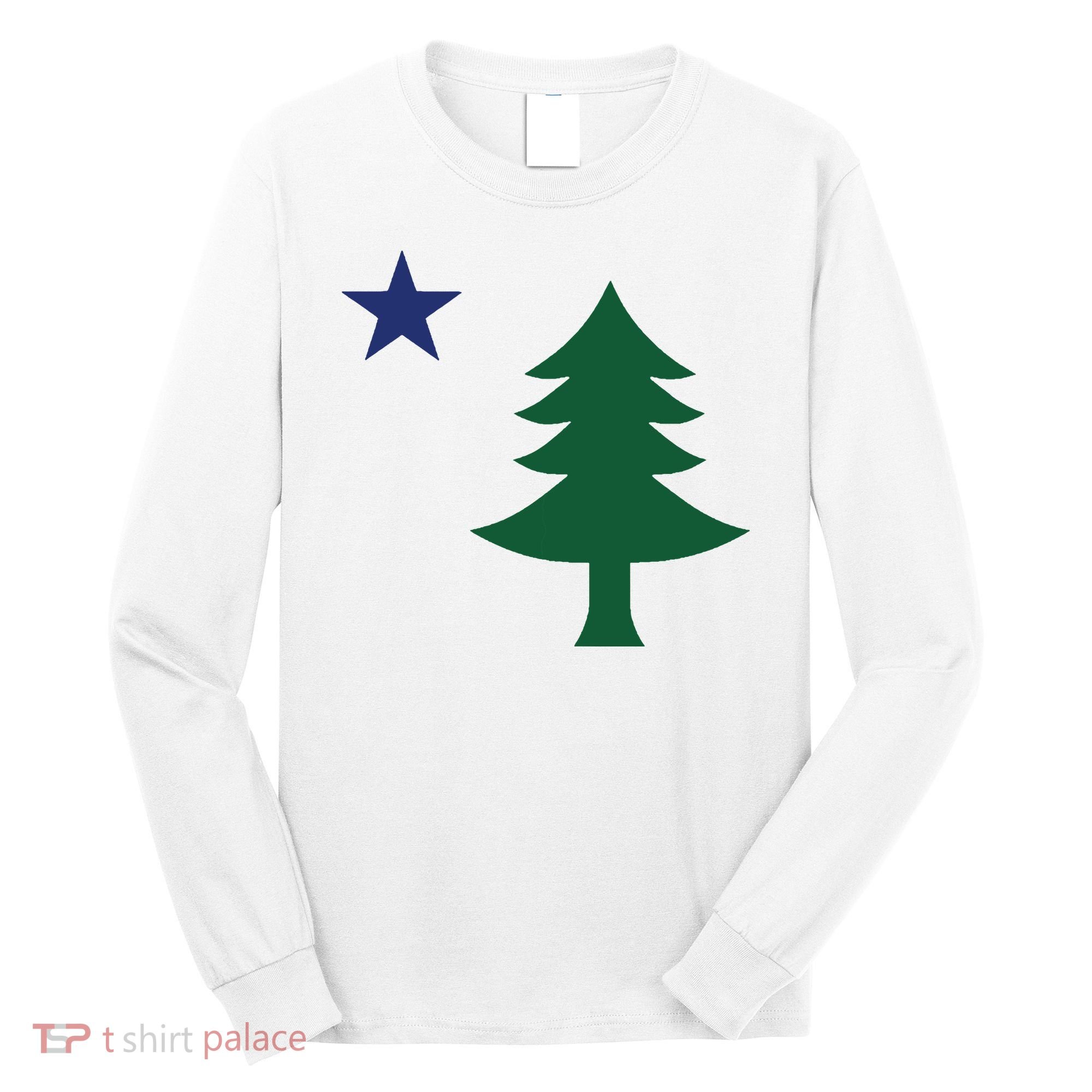 1901 Old First Flag Of Maine Pine Tree And Star Long Sleeve Shirt