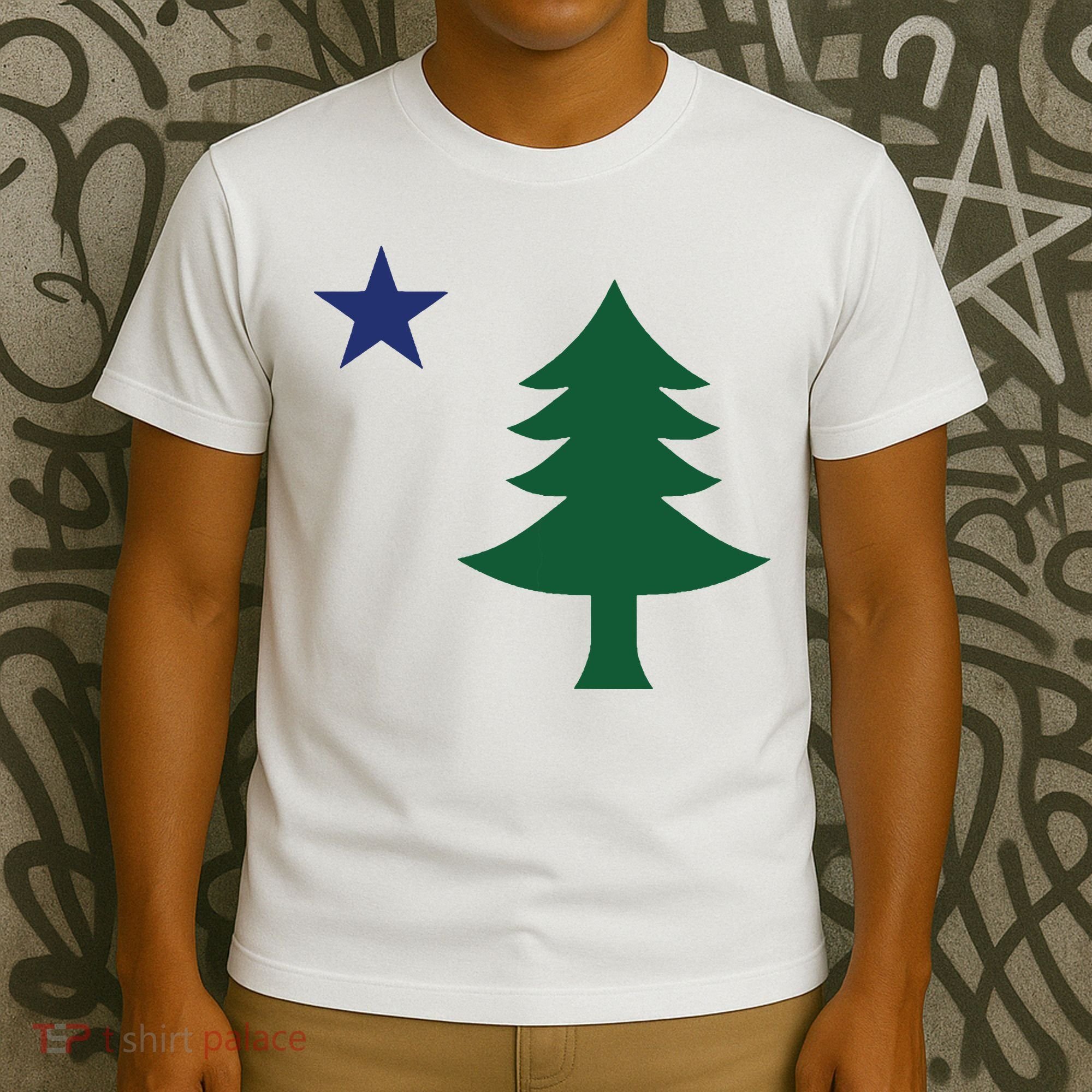 1901 Old First Flag Of Maine Pine Tree And Star T-Shirt