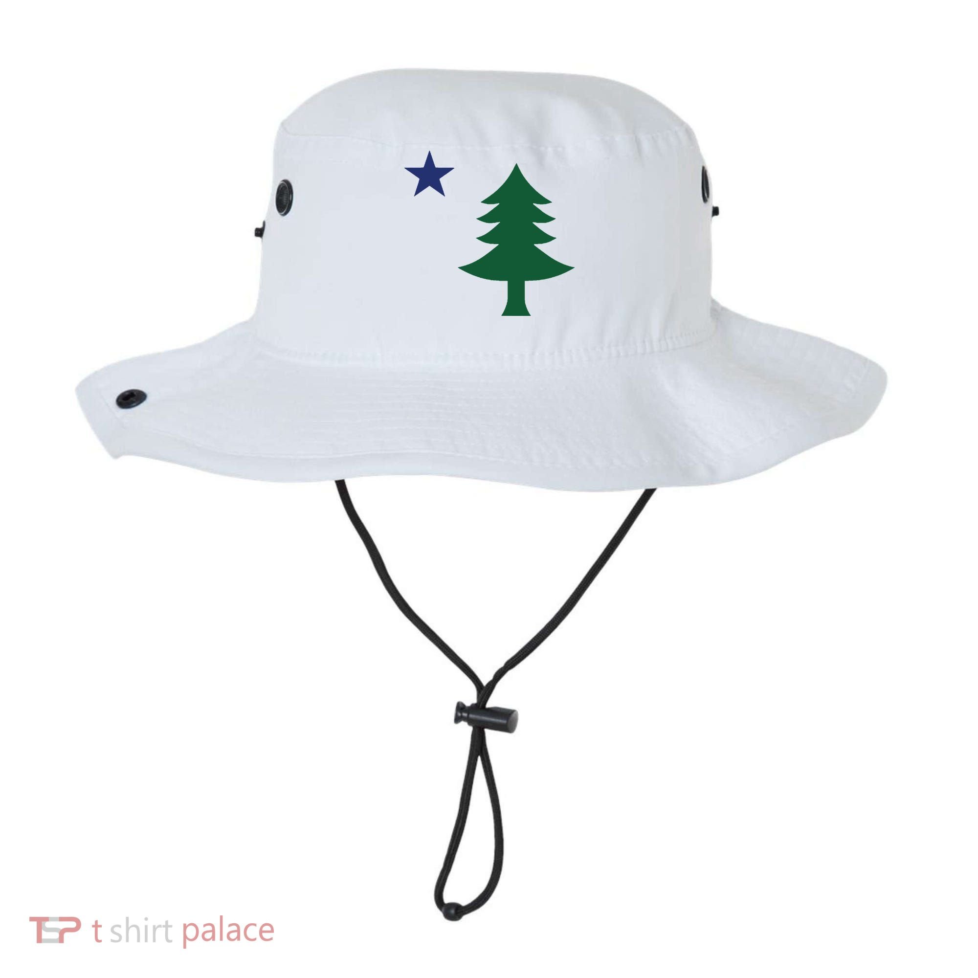 1901 Old First Flag Of Maine Pine Tree And Star Bucket Hat