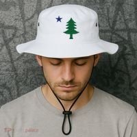 1901 Old First Flag Of Maine Pine Tree And Star Bucket Hat thumb 2