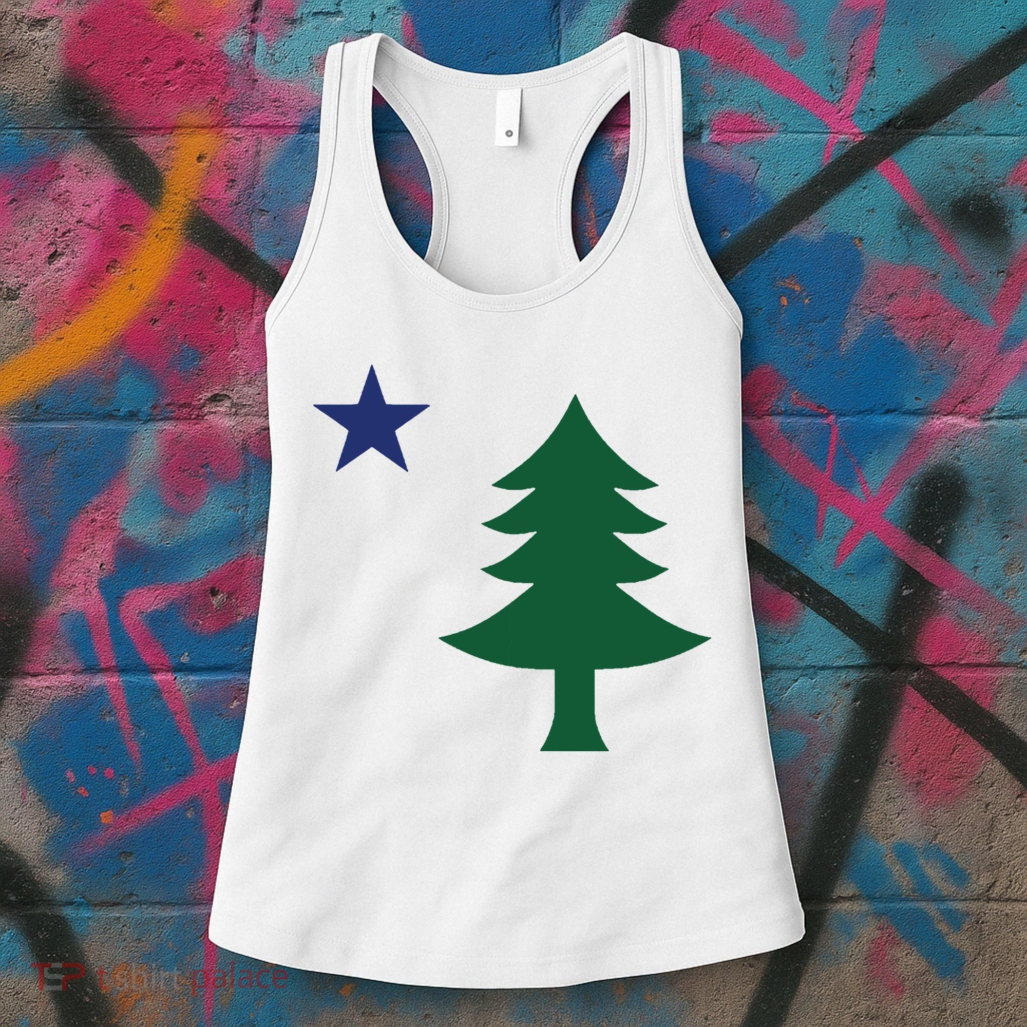 1901 Old First Flag Of Maine Pine Tree And Star Women's Tank Top