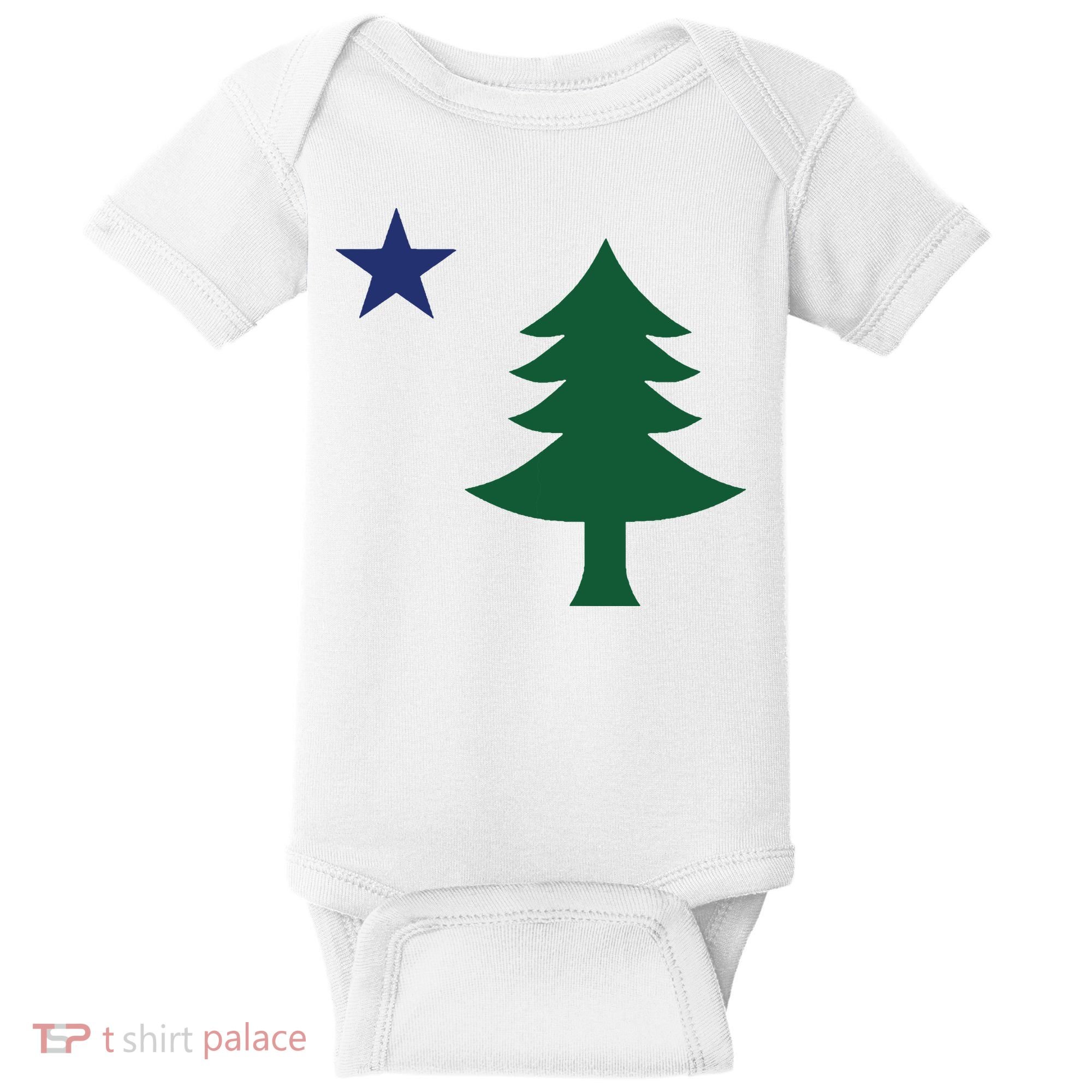 1901 Old First Flag Of Maine Pine Tree And Star Baby Bodysuit