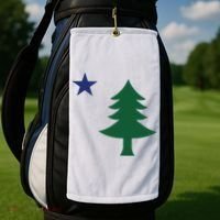 1901 Old First Flag Of Maine Pine Tree And Star Golf Towel thumb 2