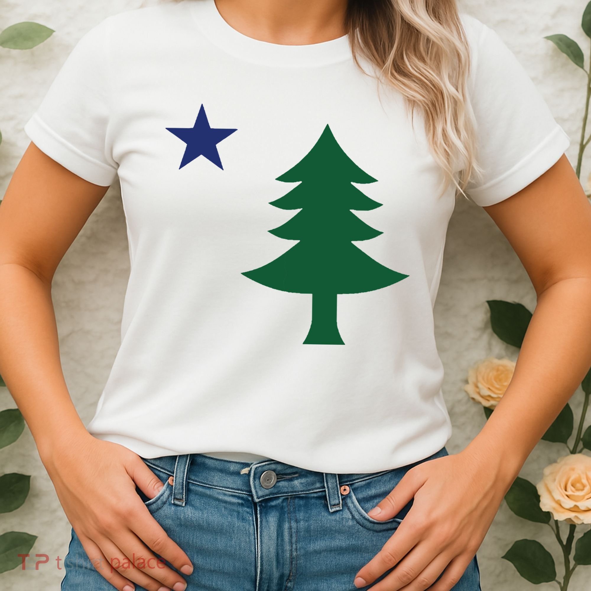1901 Old First Flag Of Maine Pine Tree And Star Women's T-Shirt