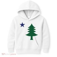 1901 Old First Flag Of Maine Pine Tree And Star Kids Hoodie thumb 0
