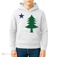 1901 Old First Flag Of Maine Pine Tree And Star Kids Hoodie thumb 4