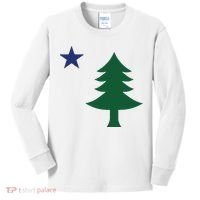 1901 Old First Flag Of Maine Pine Tree And Star Kids Long Sleeve Shirt thumb 0