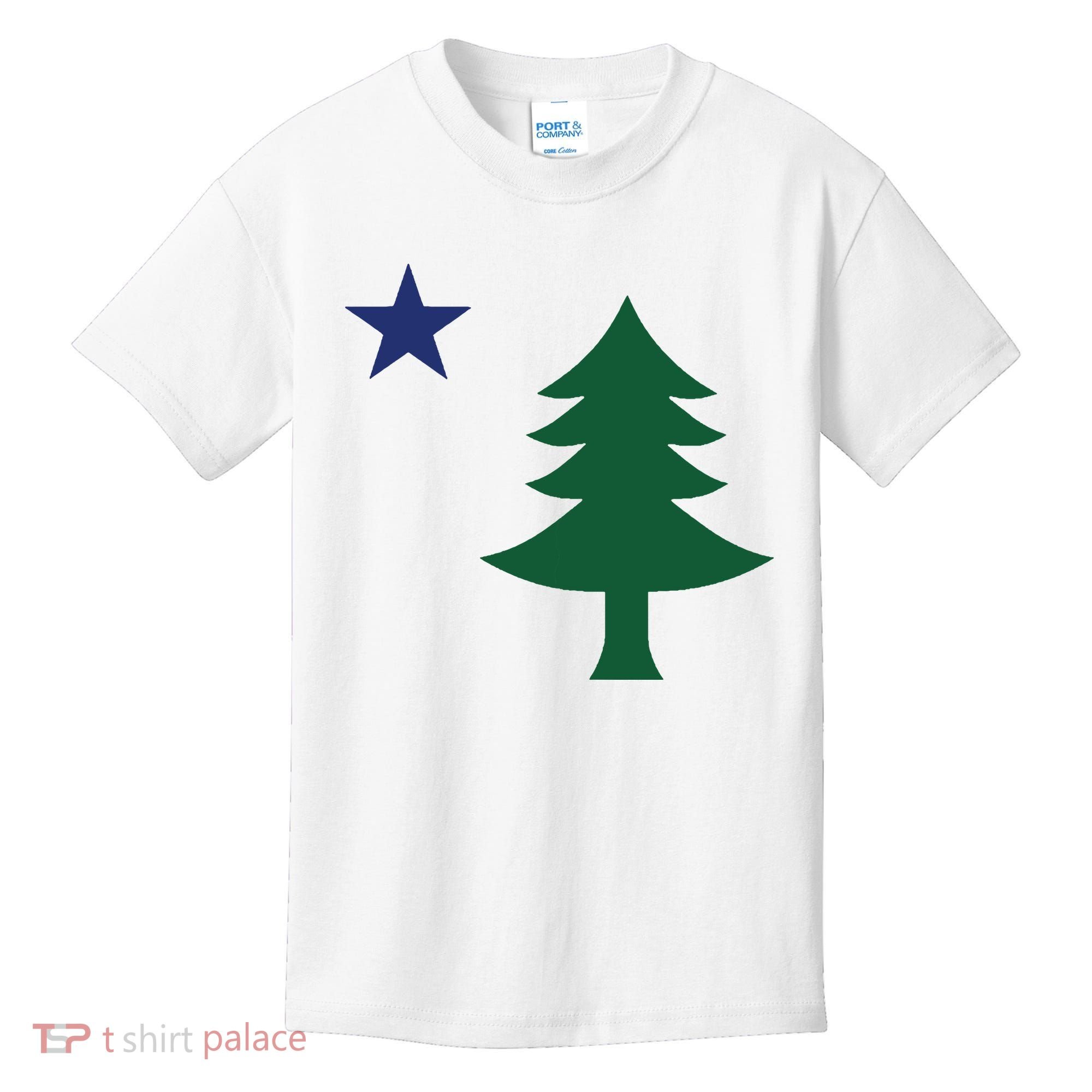1901 Old First Flag Of Maine Pine Tree And Star Kids T-Shirt
