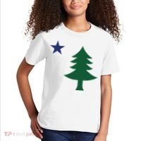 1901 Old First Flag Of Maine Pine Tree And Star Kids T-Shirt thumb 2