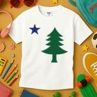 1901 Old First Flag Of Maine Pine Tree And Star Kids T-Shirt thumb 3