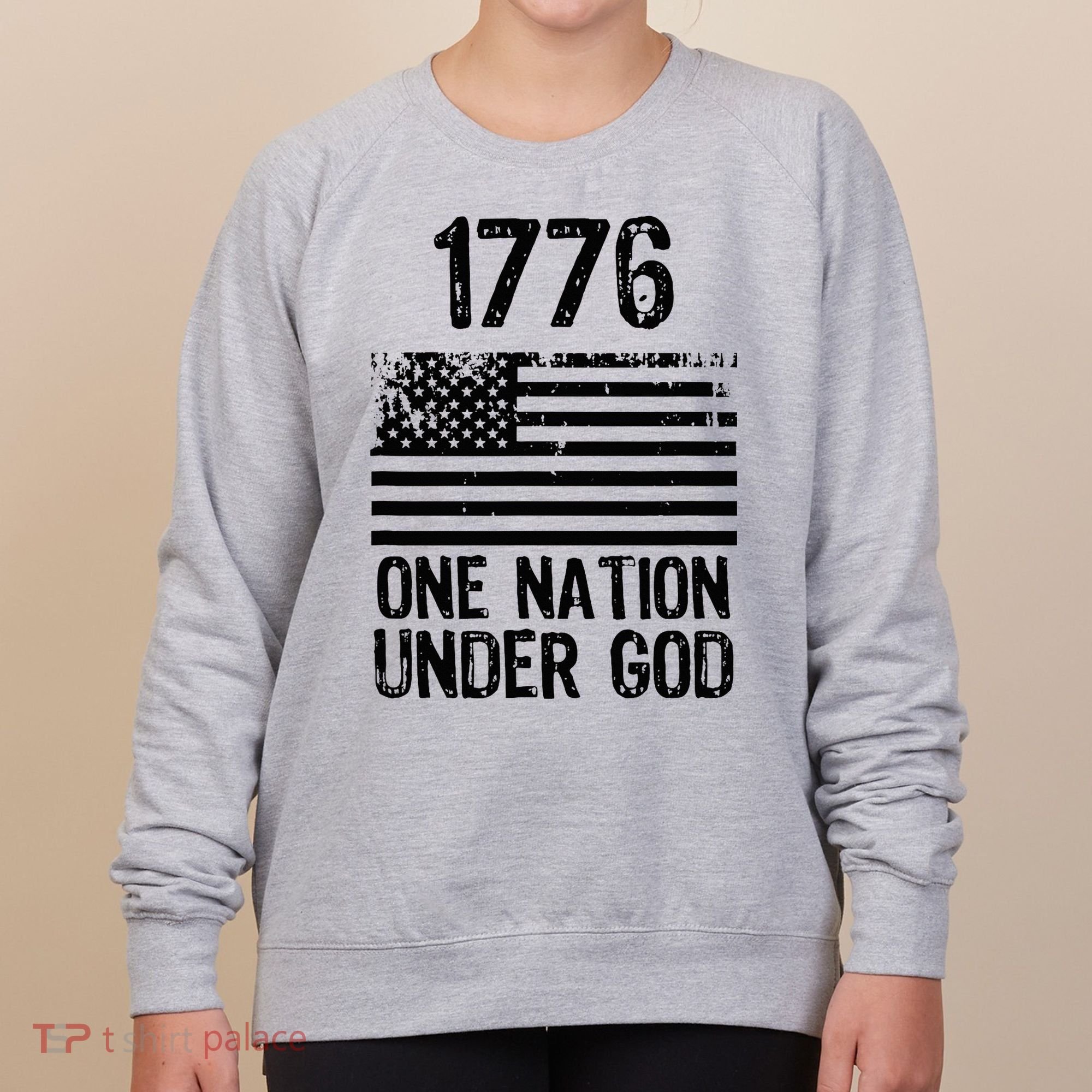1776 One Nation Under God Patriotic Flag Women's Sweatshirt