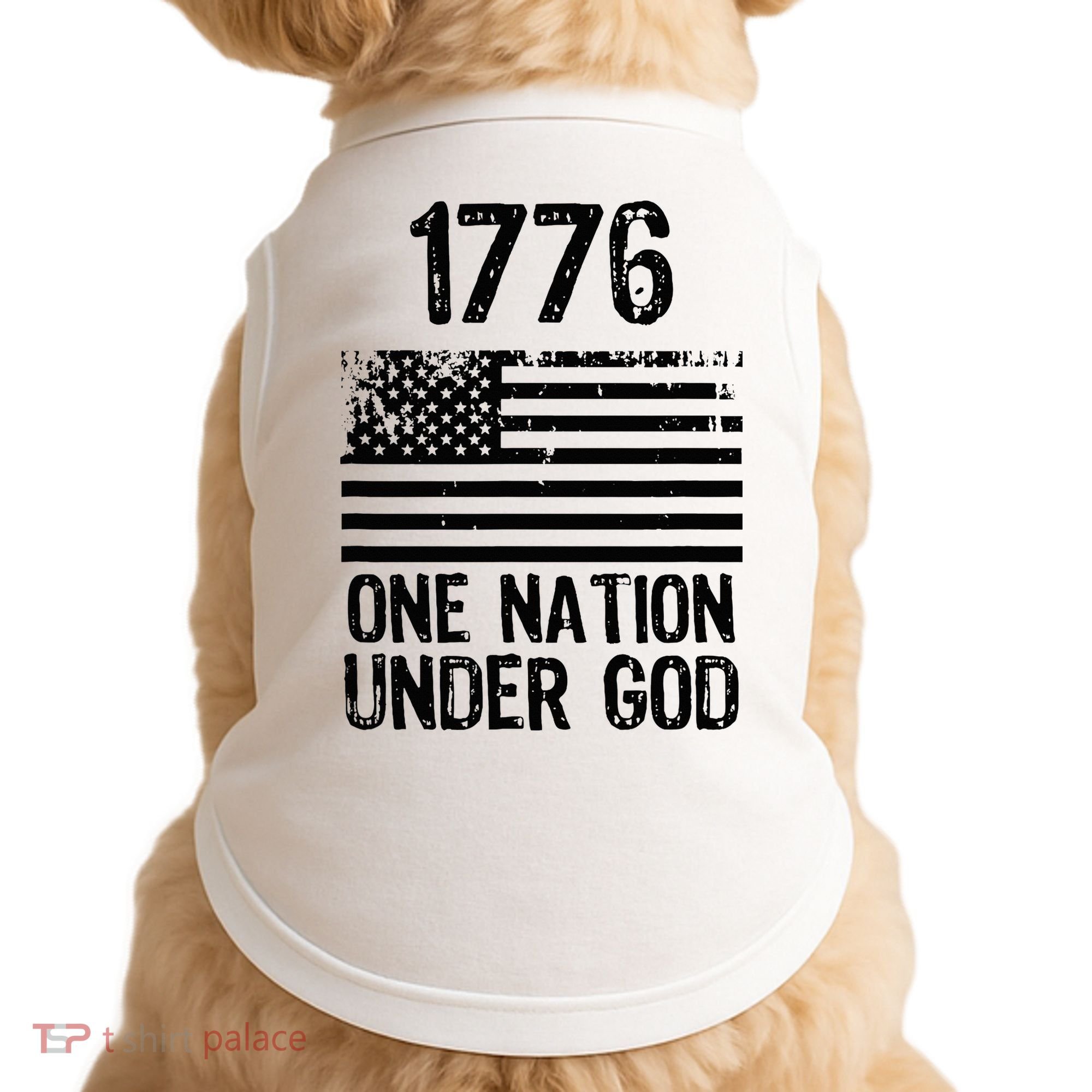 1776 One Nation Under God Patriotic Flag Doggie Tank