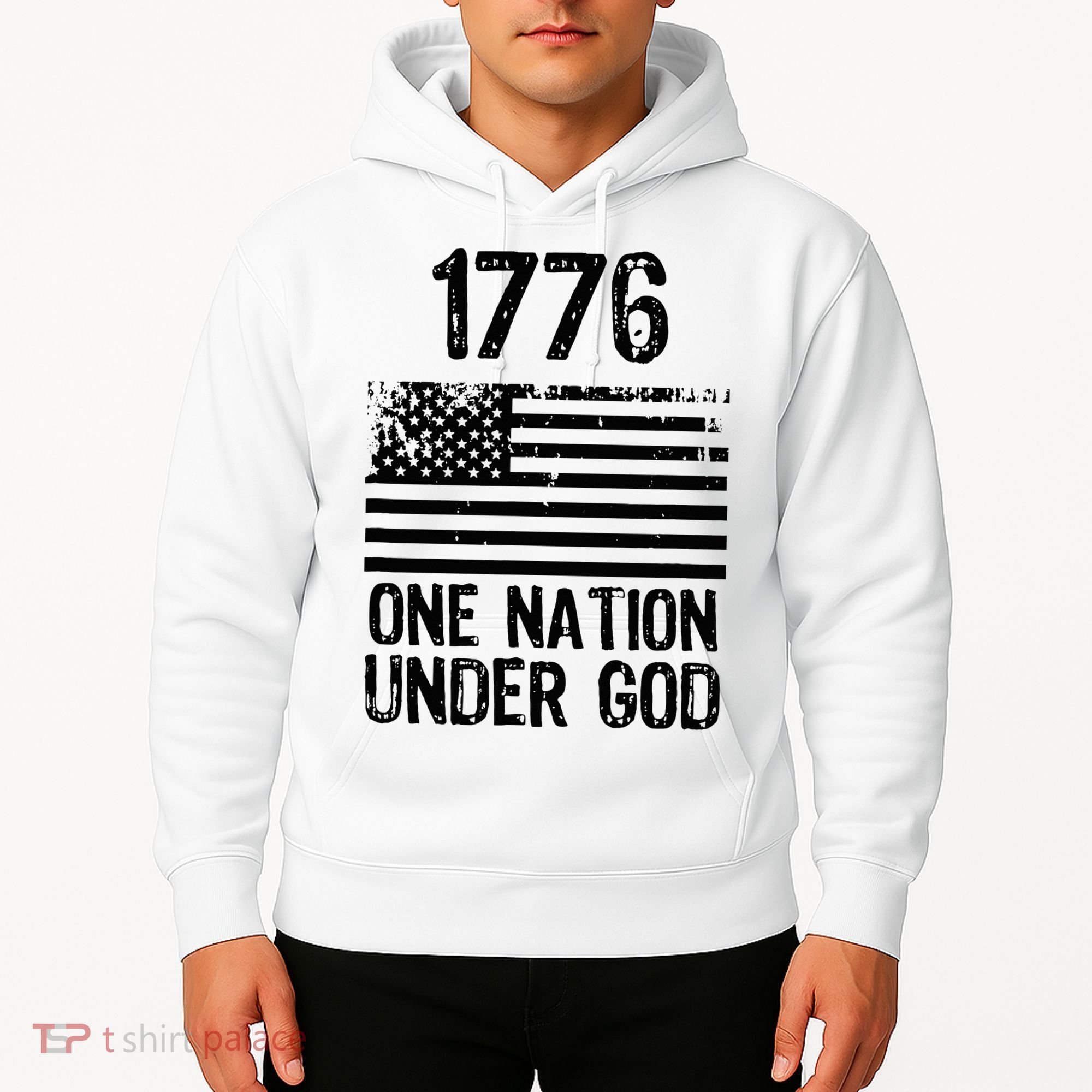1776 One Nation Under God Patriotic Flag Hoodie