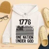 1776 One Nation Under God Patriotic Flag Hoodie thumb 4
