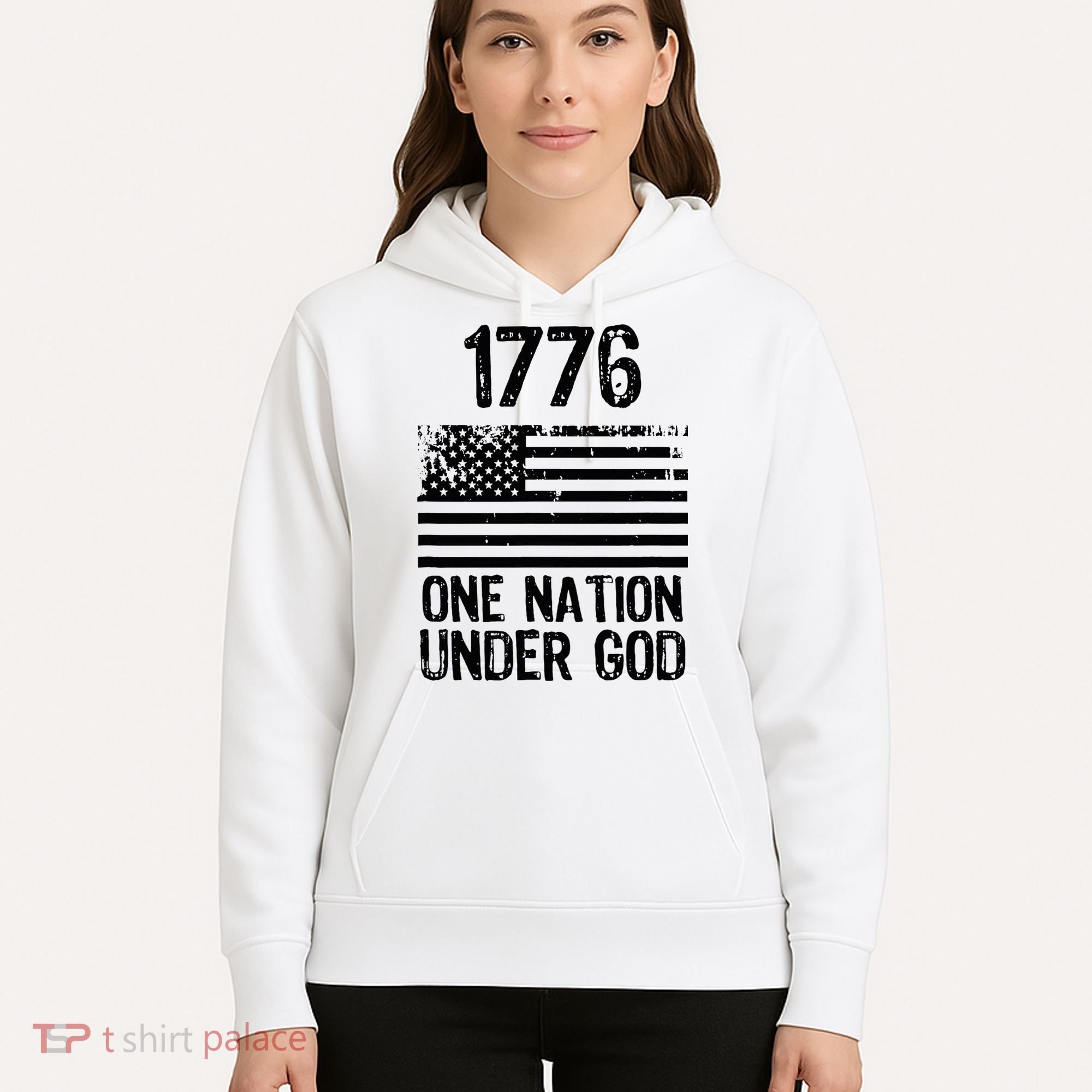 1776 One Nation Under God Patriotic Flag Hoodie