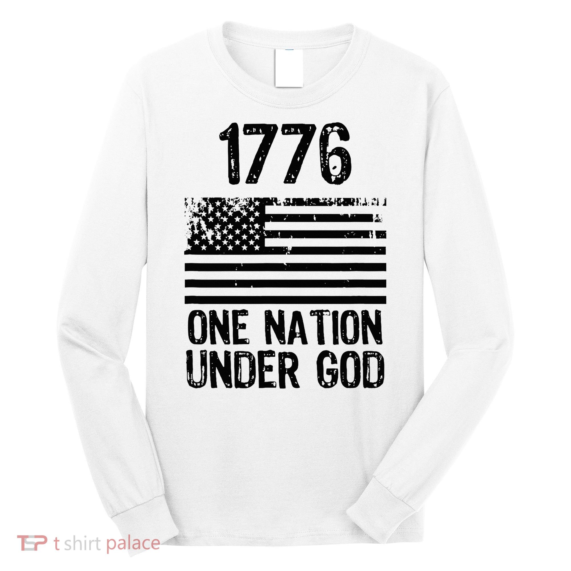 1776 One Nation Under God Patriotic Flag Long Sleeve Shirt